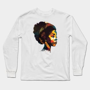 Black Women Power, African American History Geometric Art Long Sleeve T-Shirt